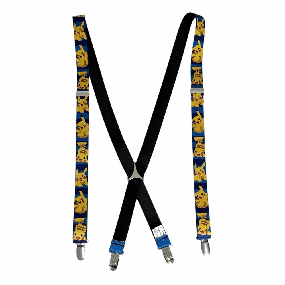 Buckle Down Pokémon Nintendo Pikachu Suspenders Blue Yellow One Size Adjustable